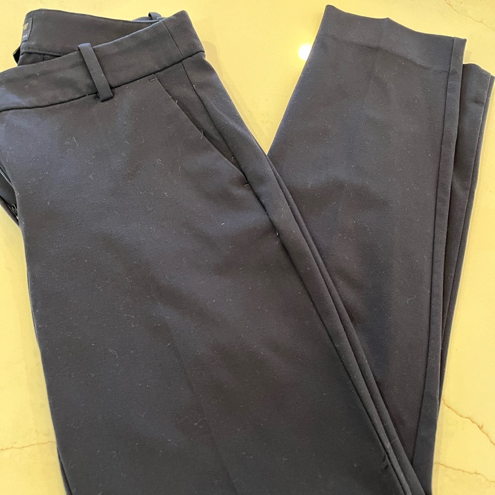J Crew Ruby Full Length Straight Dress Pant, Navy Blue, Size 4P Petite